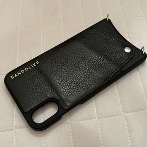 Bandolier black leather XR phone case.